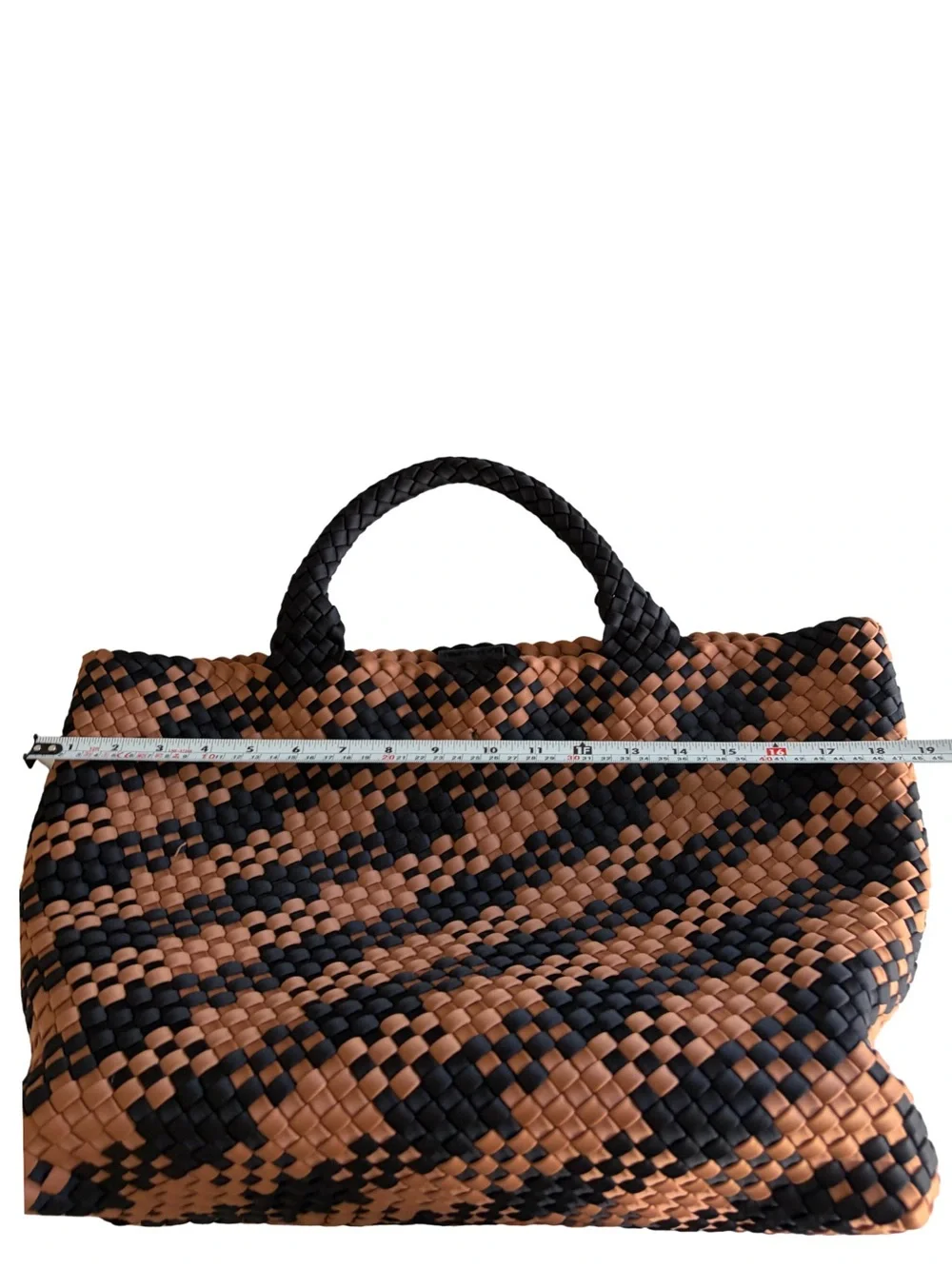 Antonio Melani Large Woven Neoprene Tote Bag w/Matching Wristlet Black & Camel